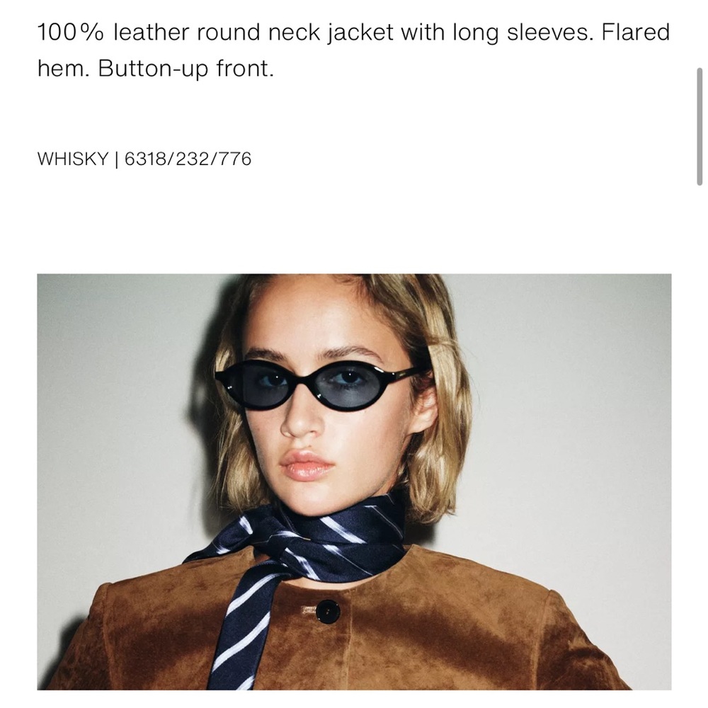 Zara NWT 100% leather jacket with flared hem 6318/232 - Picture 9 of 10